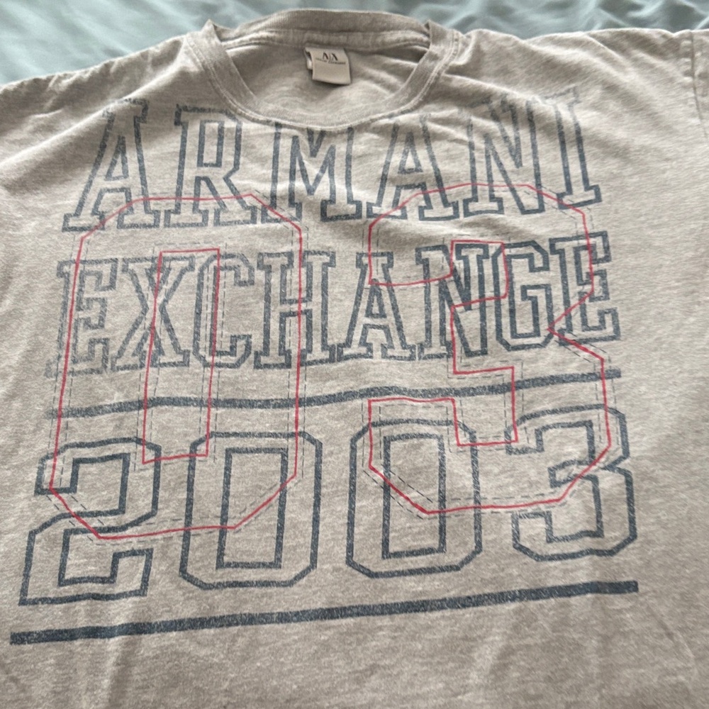 Armani Exchange Gray and Red Graphic Tee